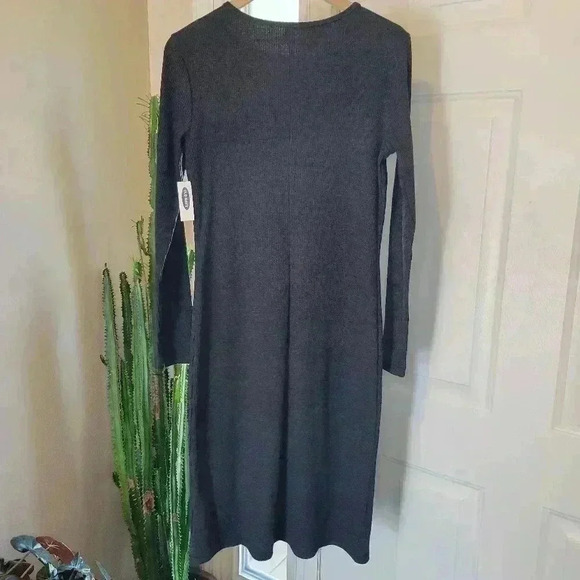 NWT Old Navy Bodycon Grey Ribbed Calf Length Longsleeve Cozy Dress, Size M Tall - Picture 7 of 9